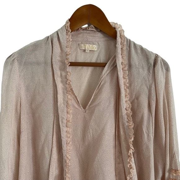 byTIMO Coquette Polka Dot Lace Ruffle Tie Neck Blouse - Picture 6 of 14